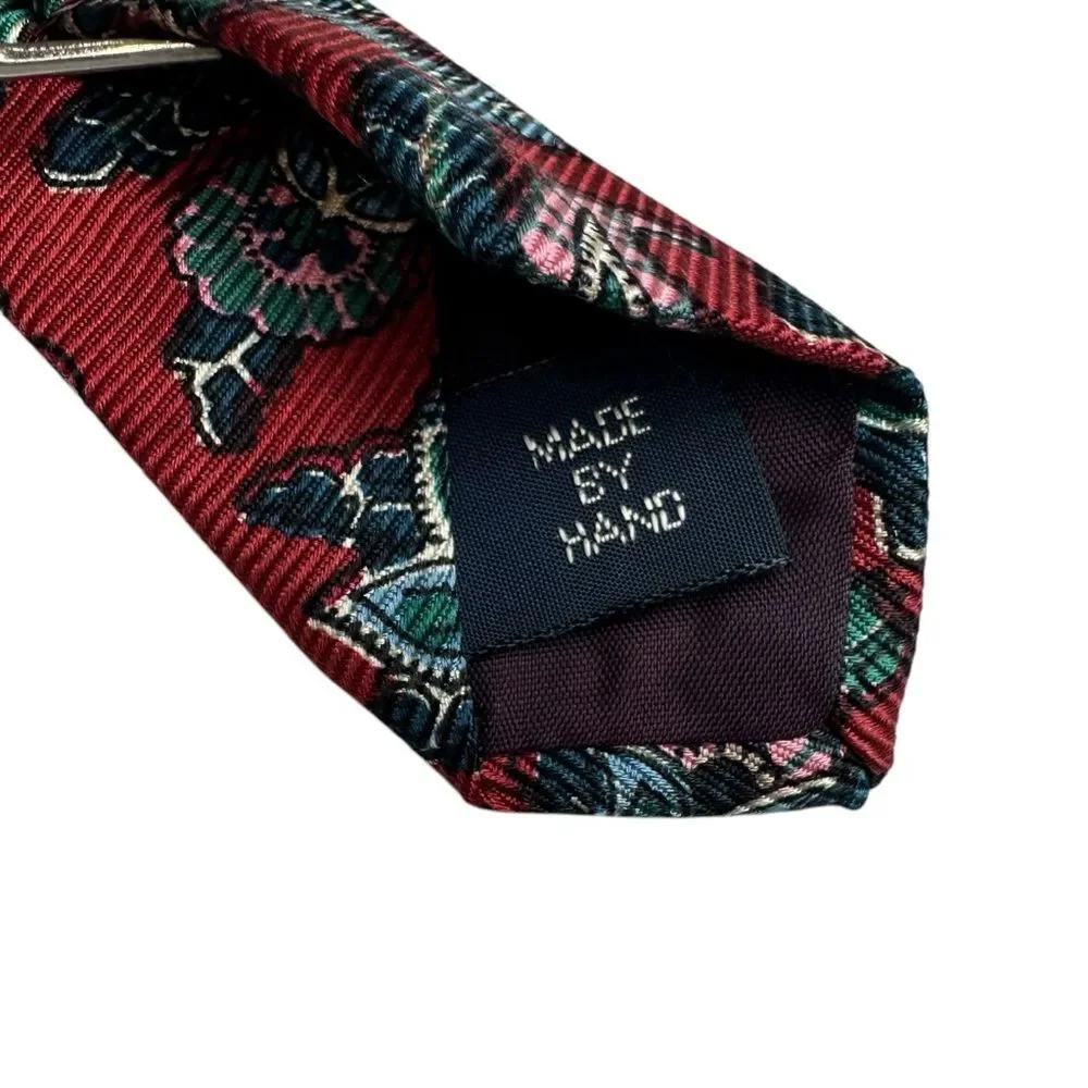 Vintage Polo Ralph Lauren Hand Made Silk Paisley Red Pink‎ Tie